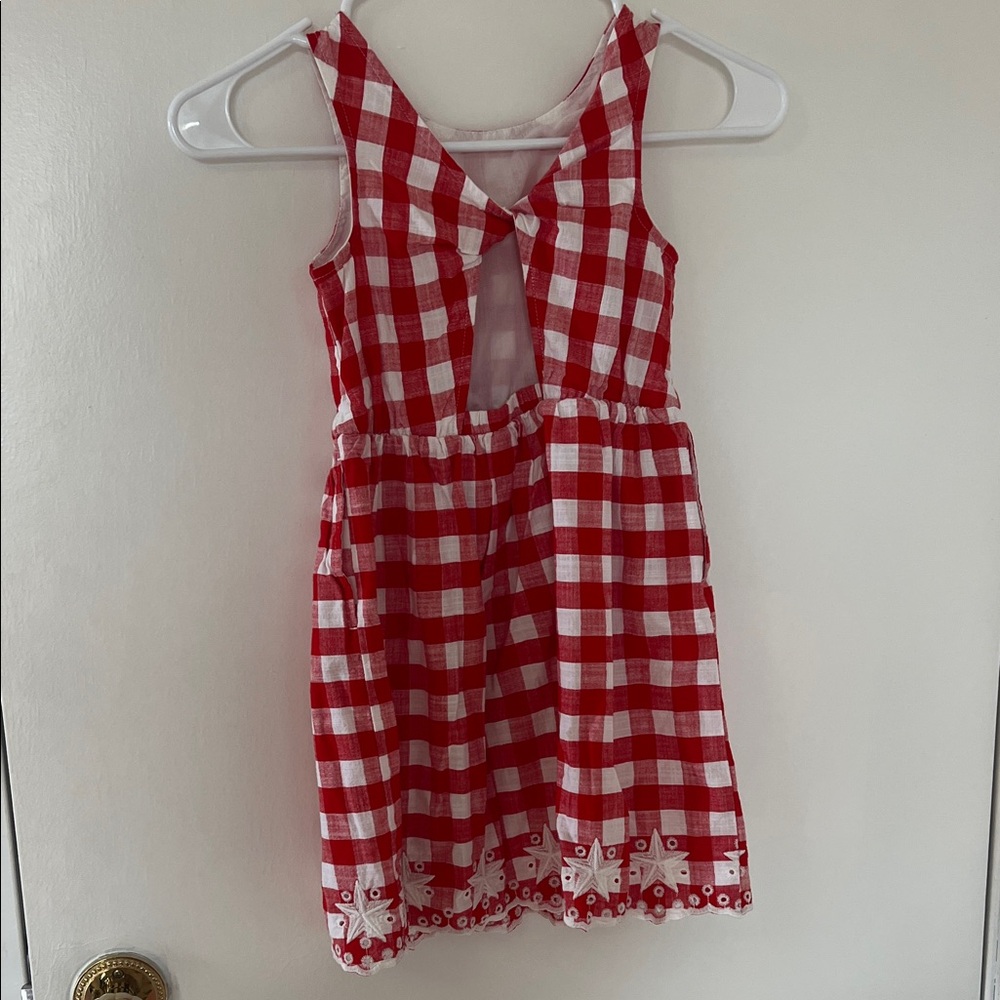 Red and White Checkered Kids Dress - Picture 2 of 3